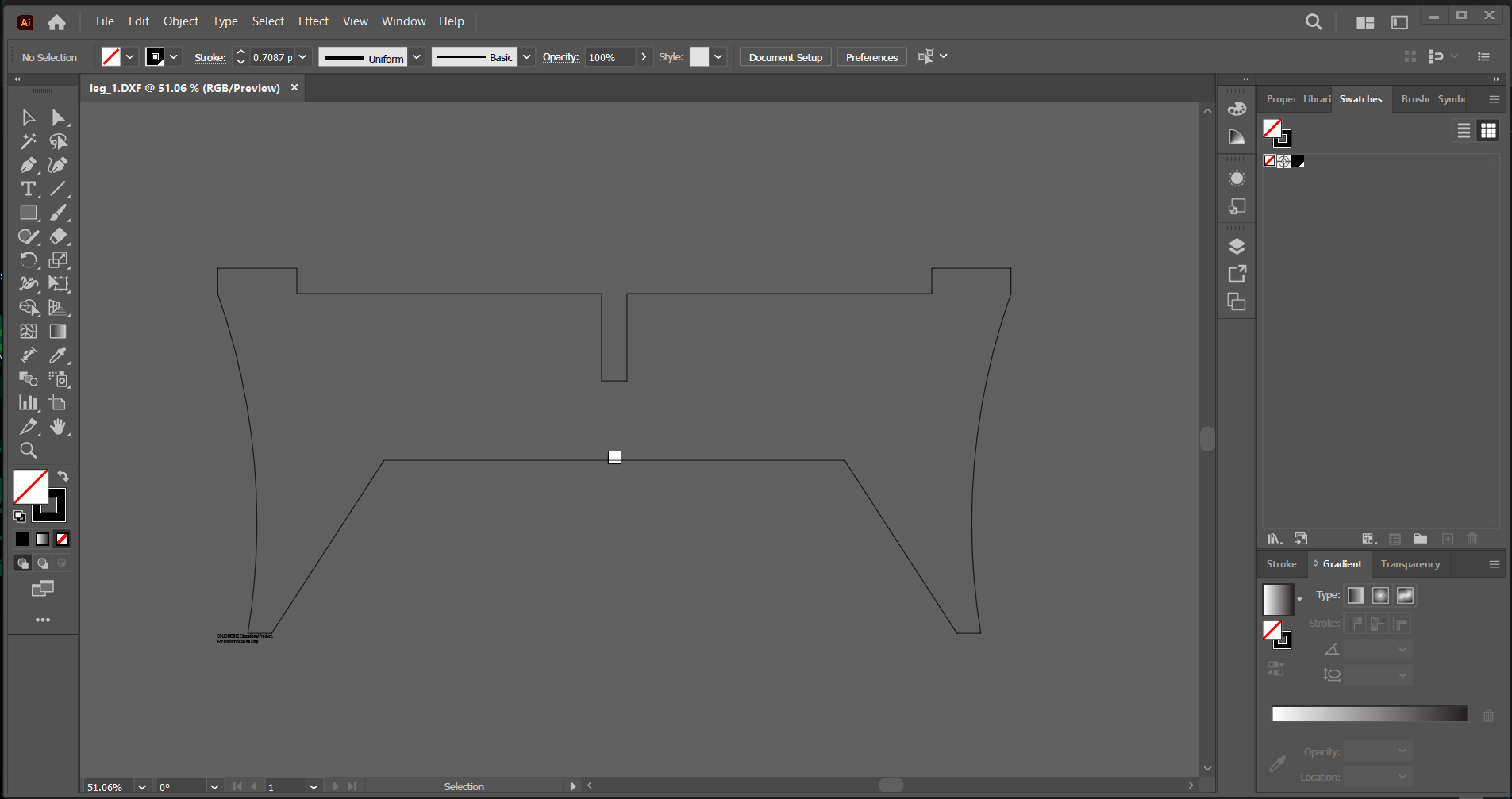DXF file opened in Illustrator